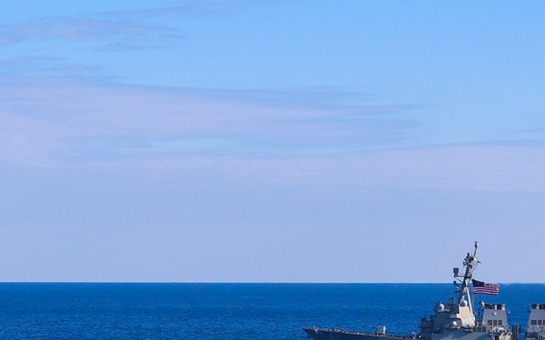 The USS Bulkeley conducts an International Maneuvering Exercise with the Cypriot Navy