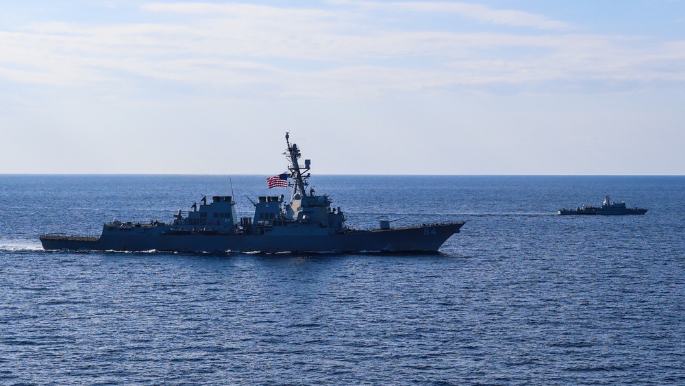 The USS Bulkeley conducts an International Maneuvering Exercise with the Cypriot Navy