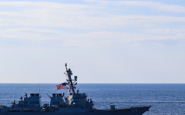The USS Bulkeley conducts an International Maneuvering Exercise with the Cypriot Navy