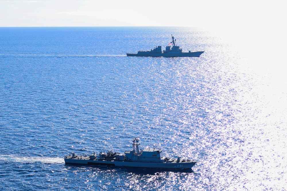 The USS Bulkeley conducts an International Maneuvering Exercise with the Cypriot Navy