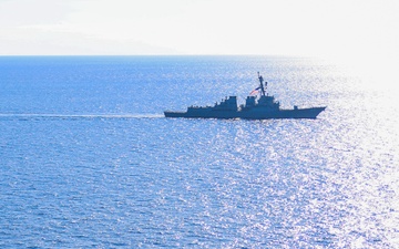 The USS Bulkeley conducts an International Maneuvering Exercise with the Cypriot Navy