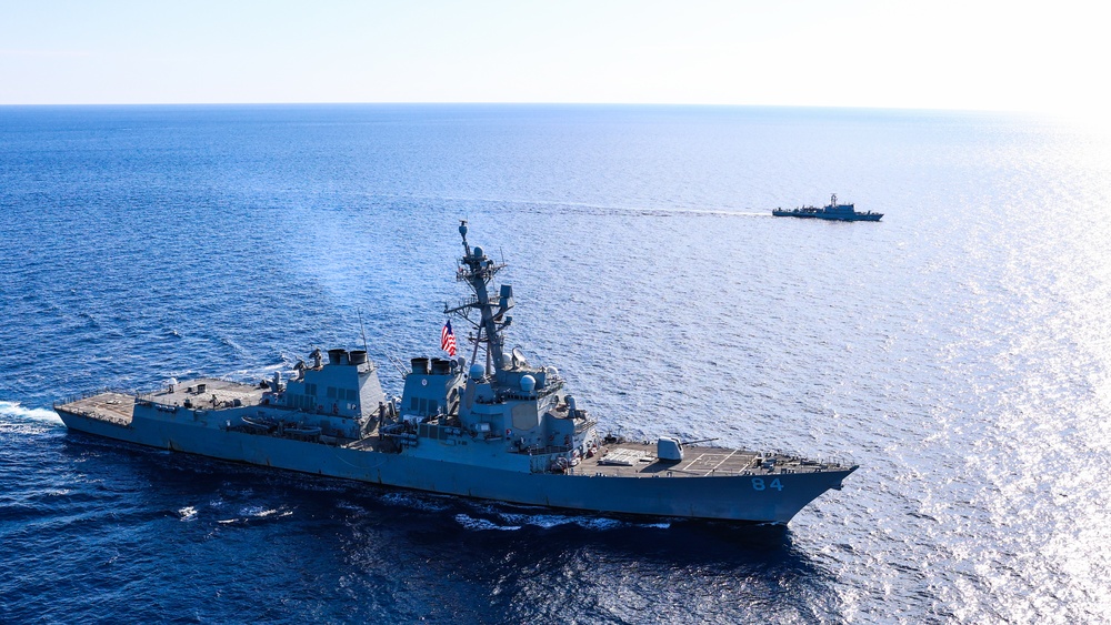 The USS Bulkeley conducts an International Maneuvering Exercise with the Cypriot Navy