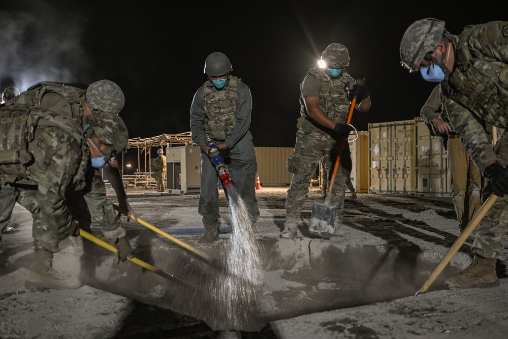 386th ECES conducts joint rapid airfield damage recovery exercise