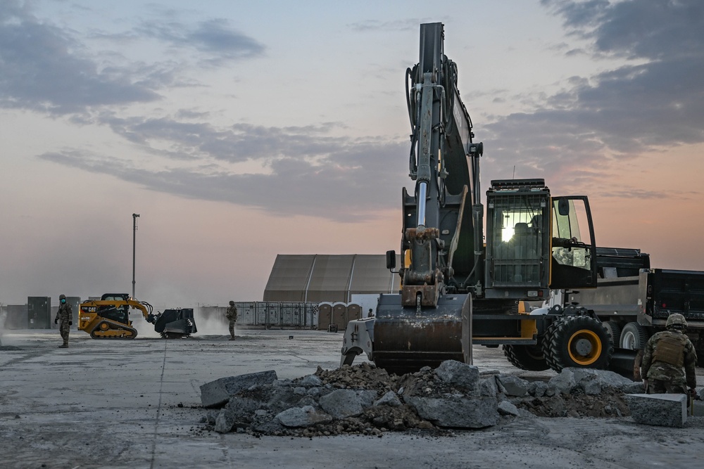 386th ECES conducts joint rapid airfield damage recovery exercise