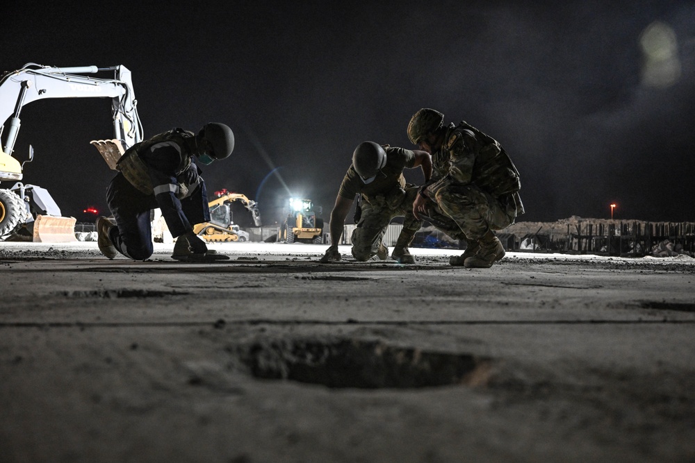 386th ECES conducts joint rapid airfield damage recovery exercise