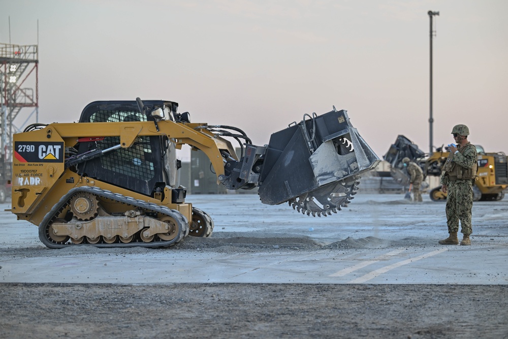 386th ECES conducts joint rapid airfield damage recovery exercise