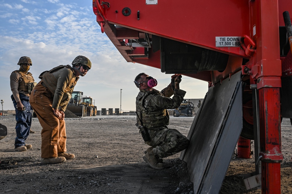 386th ECES conducts joint rapid airfield damage recovery exercise