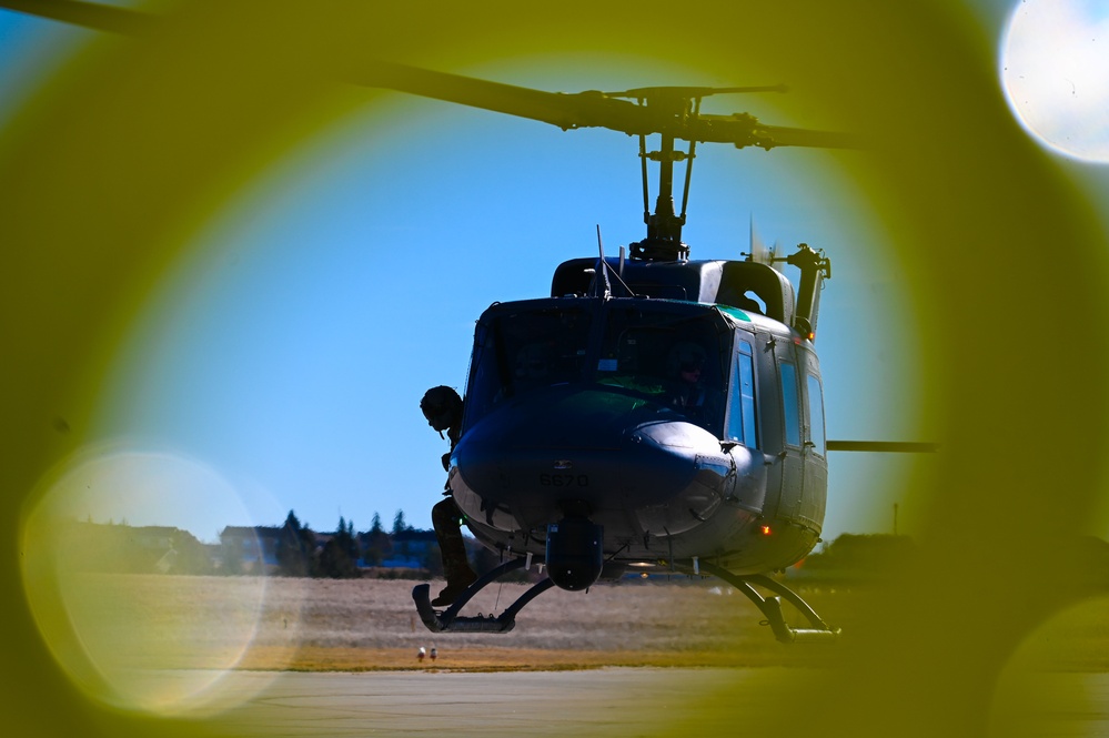 UH-1N Iroquois “Huey” practices emergency training procedures