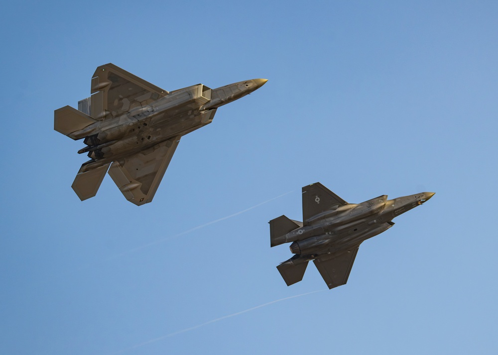 F-22 Demo Team practices with F-35 Demo Team at Hill AFB