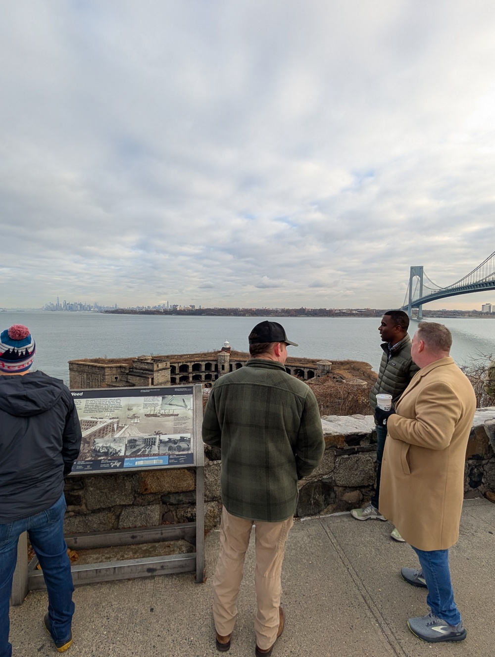 Officers of the 353d CACOM Examine Fort Wadsworth Battery