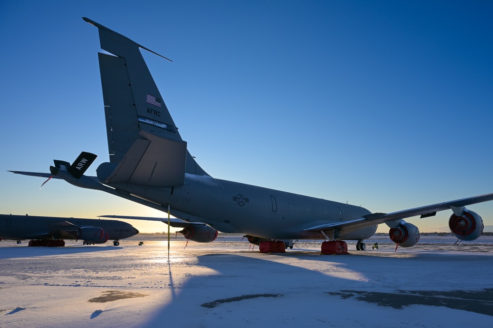 KC-135 Stratotanker sits on the flight line of the Niagara Falls Air Reserve Station