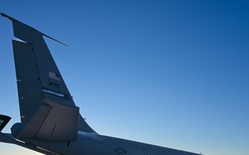 KC-135 Stratotanker sits on the flight line of the Niagara Falls Air Reserve Station