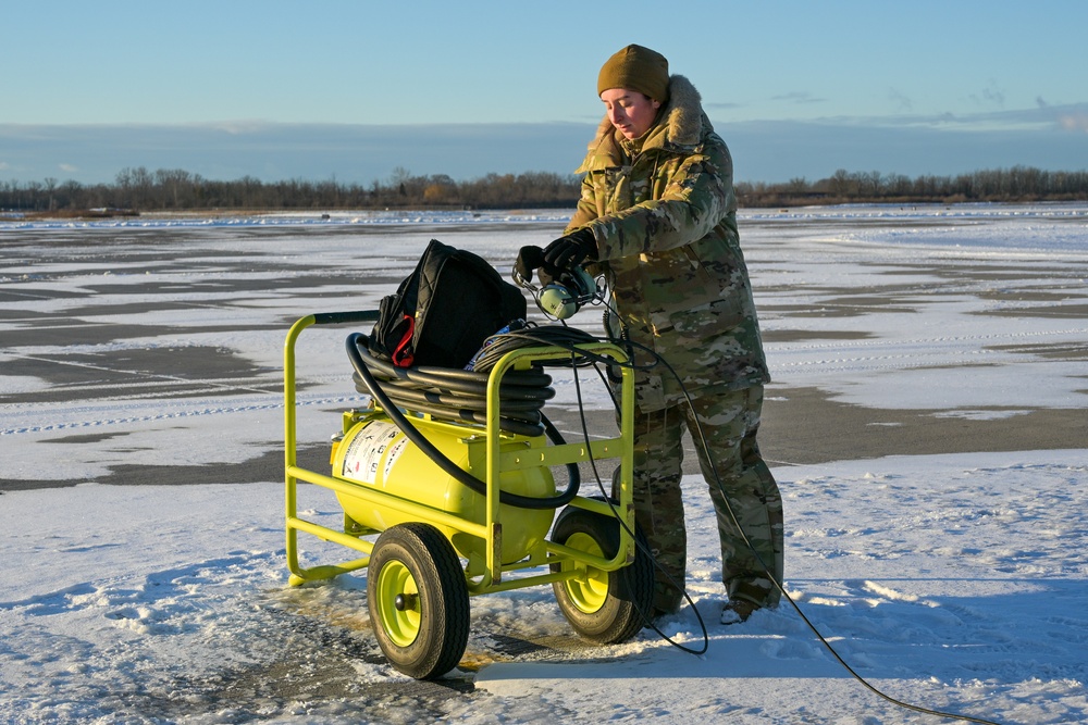 914th Air Refueling Wing Senior Airman performs pre-flight checks to KC-135 Stratotanker