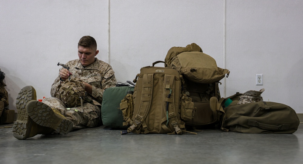 U.S. Marines with Fox Company 2/23 prepare for the unit deployment program