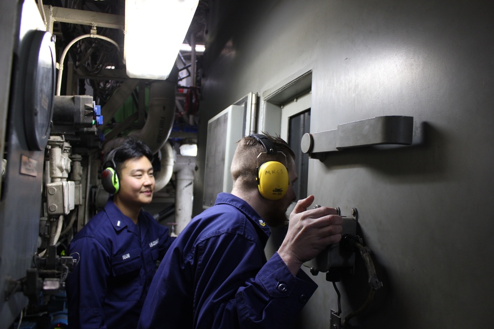 Coast Guard Cutters Bertholf and Healy conduct joint operations near Unimak Pass, Alaska