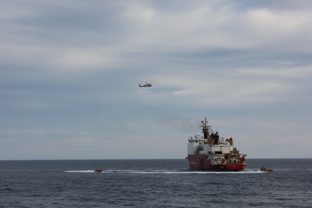 Coast Guard Cutters Bertholf and Healy conduct joint operations near Unimak Pass, Alaska