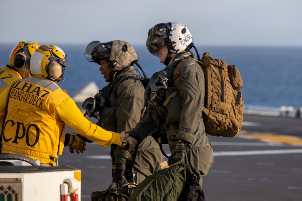 Steel Knight 24: VMFA-211 F-35B Lightning IIs arrive to USS Tripoli