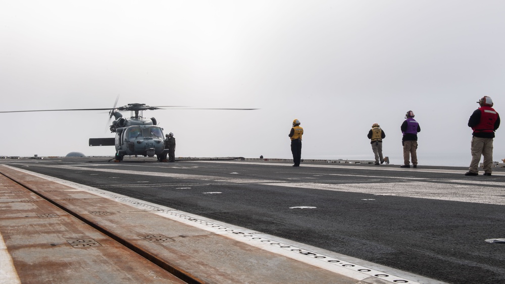 USS Ronald Reagan (CVN76) Sailors conduct flight deck operations