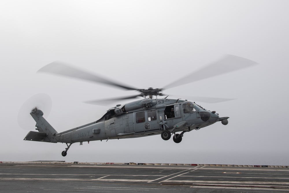 USS Ronald Reagan (CVN76) Sailors conduct flight deck operations