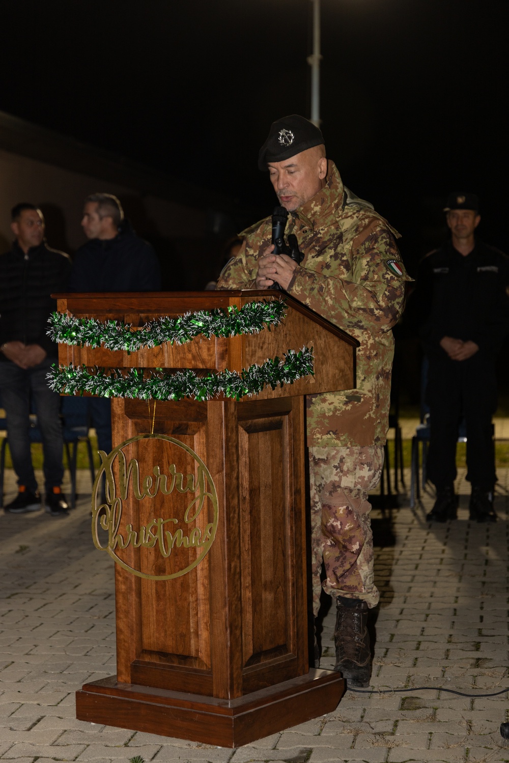 U.S. Soldiers, along with NATO Multinational Battlegroup Members, Participate in a Christmas Tree Lighting Event in Bulgaria