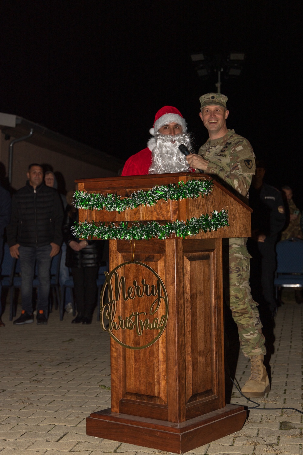 U.S. Soldiers, along with NATO Multinational Battlegroup Members, Participate in a Christmas Tree Lighting Event in Bulgaria