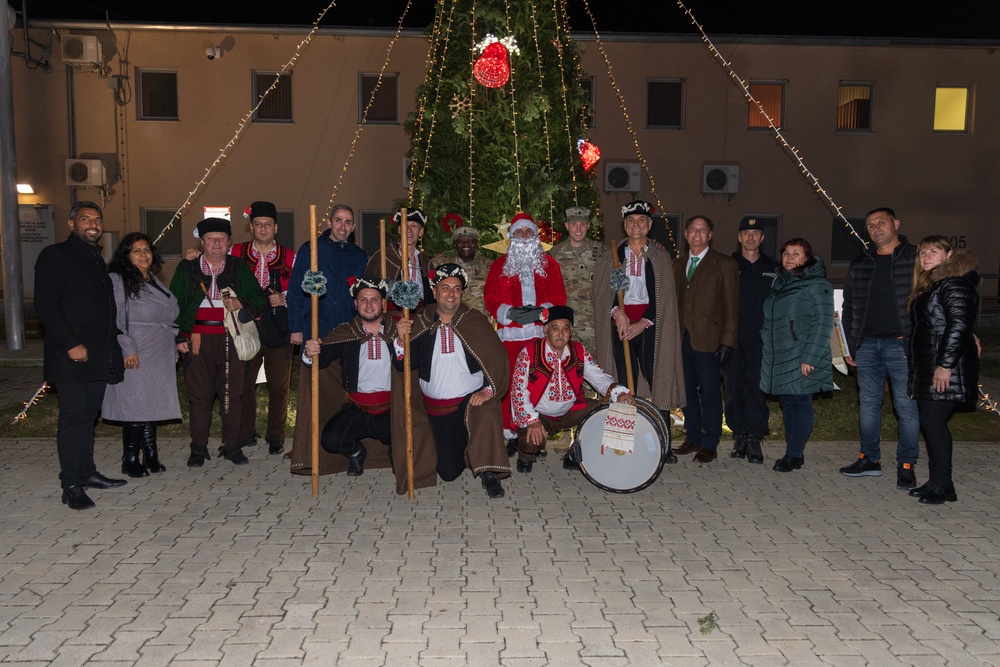 U.S. Soldiers, along with NATO Multinational Battlegroup Members, Participate in a Christmas Tree Lighting Event in Bulgaria