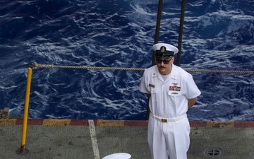 Abraham Lincoln conducts a Pearl Harbor remembrance ceremony