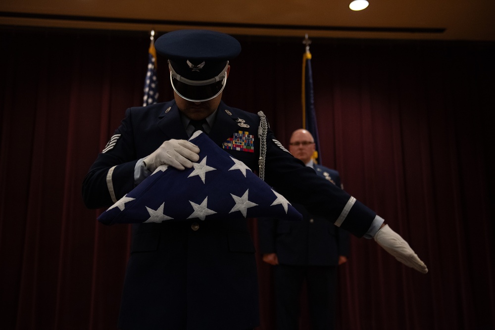 Maine State Honor Guard Performs a Flag Folding Ceremony for CMSgt Eric MacDonald's Retirement