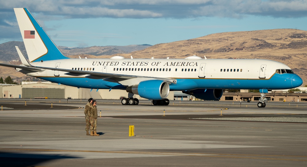 Vice President Kamala Harris arrives at Nevada Air National Guard Base