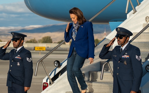 Vice President Kamala Harris arrives at Nevada Air National Guard Base