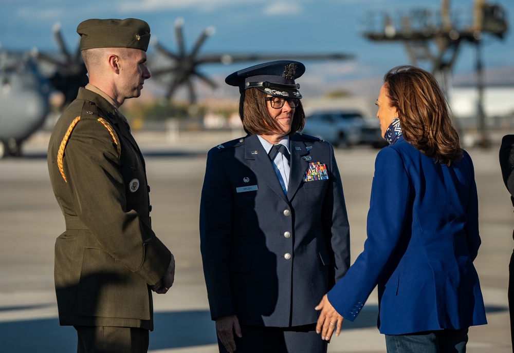 Vice President Kamala Harris arrives at Nevada Air National Guard Base