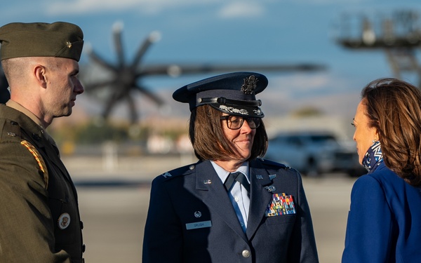 Vice President Kamala Harris arrives at Nevada Air National Guard Base