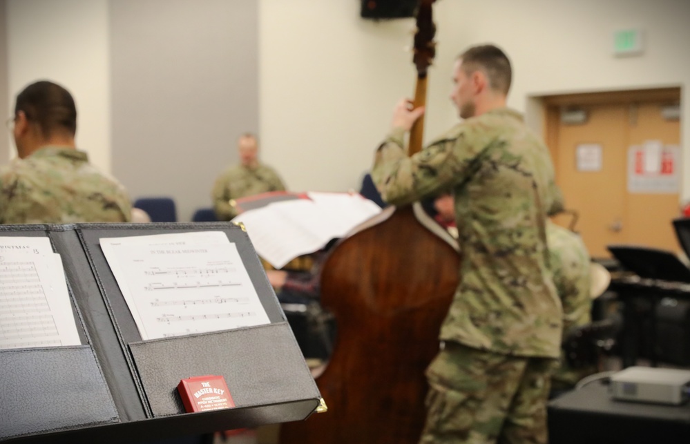 133rd Army National Guard Band collaborative holiday concert rehearsal