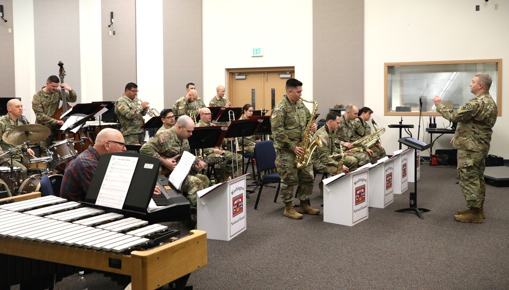 133rd Army National Guard Band collaborative holiday concert rehearsal