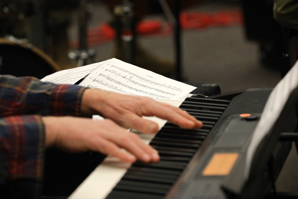 133rd Army National Guard Band collaborative holiday concert rehearsal