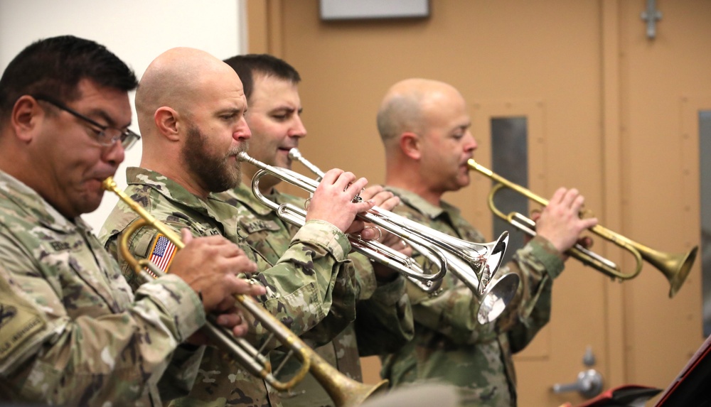 133rd Army National Guard Band collaborative holiday concert rehearsal