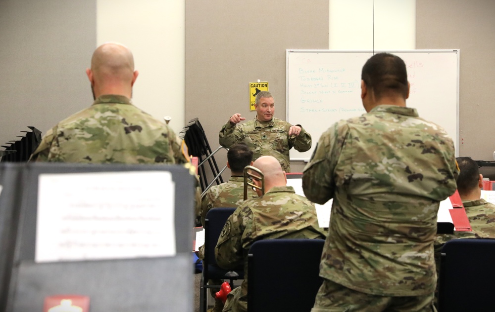 133rd Army National Guard Band collaborative holiday concert rehearsal