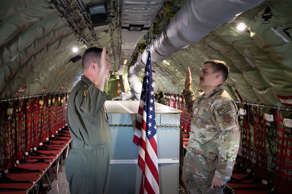 A Moment to Remember: 190th Crew Chiefs Rally for Inflight Reenlistment Ceremony