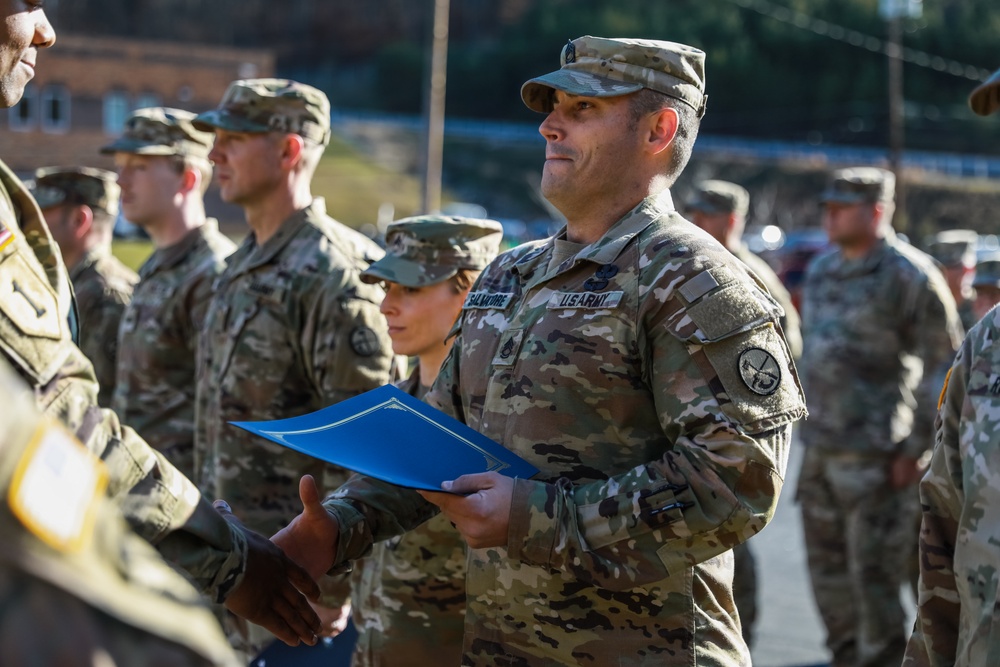 West National Guard Members are Awarded the Norwegian Foot March Badge