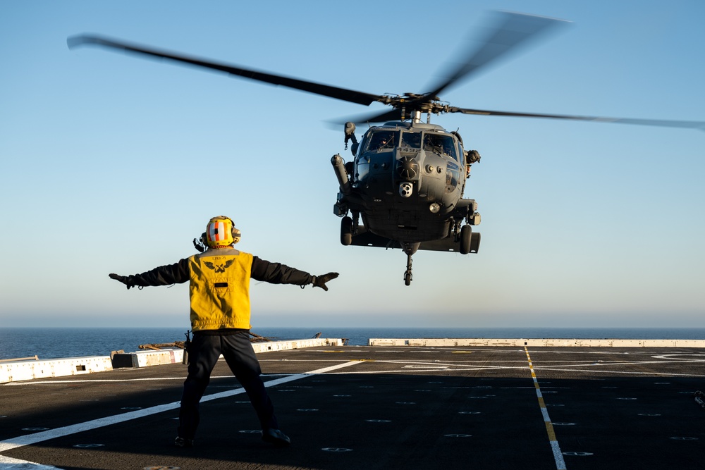 Air Force HH-60Ws land aboard USS Somerset during Steel Knight 24