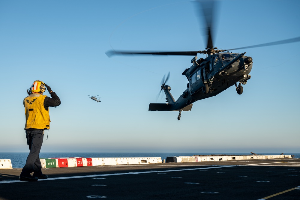 Air Force HH-60Ws land aboard USS Somerset during Steel Knight 24