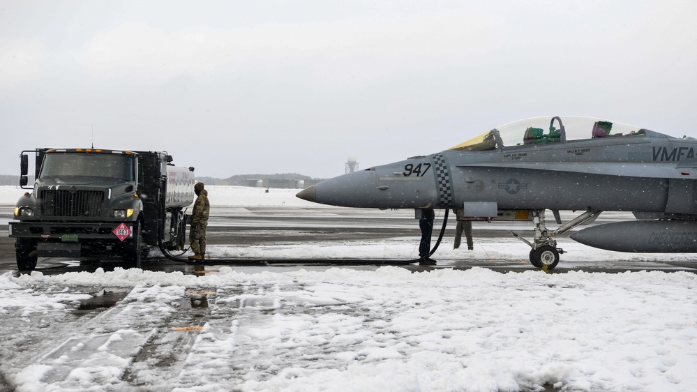 U.S. Marines receive fuel from U.S. Air Force