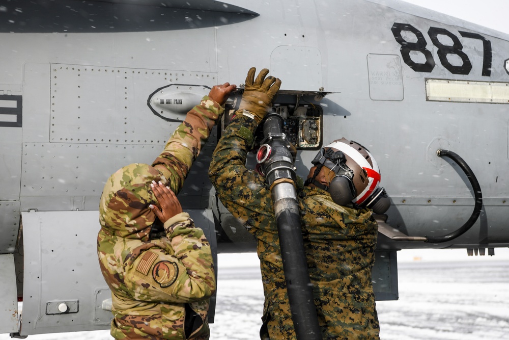 U.S. Marines receive fuel from U.S. Air Force