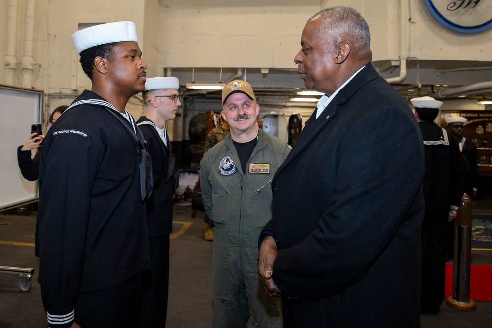 Secretary of Defense visits USS George Washington