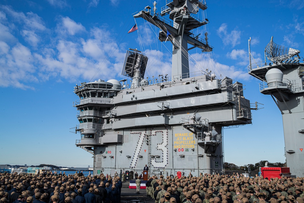 Secretary of Defense visits USS George Washington