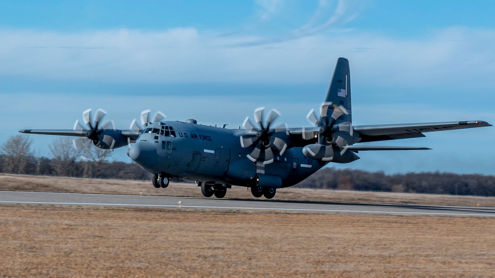 C-130 Hercules performs first-ever landing zone touch-and-go training at Grand Forks AFB