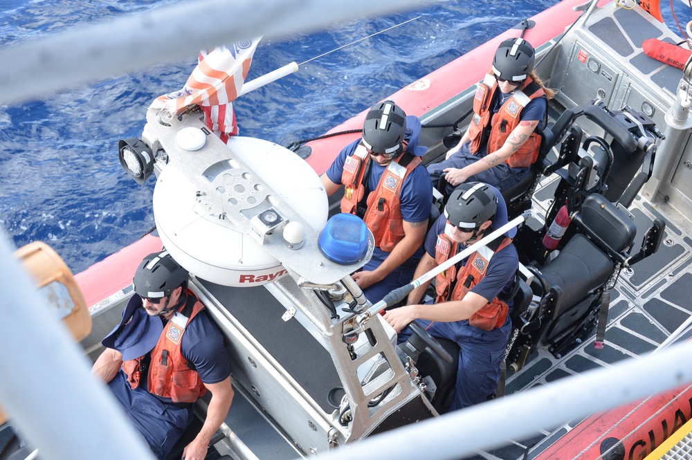 Coast Guard Cutter Alert crew members conduct small boat training