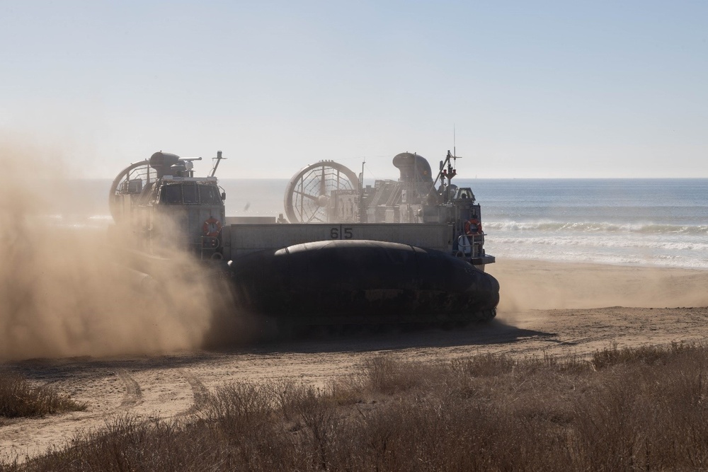 U.S. Sailors offload vehicles from LCACs during Steel Knight 24