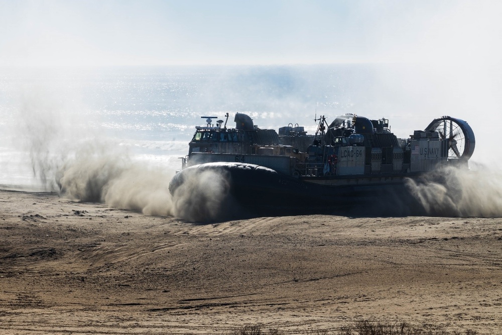 U.S. Sailors offload vehicles from LCACs during Steel Knight 24