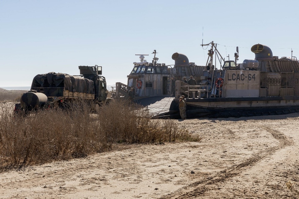 U.S. Sailors offload vehicles from LCACs during Steel Knight 24